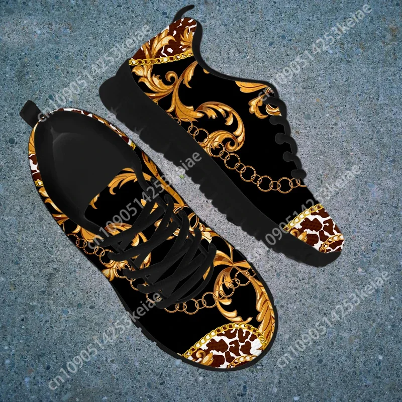 Breathable Shoes for Womens European Luxury Golden Star Baroque Flat Sneakers Retro Female Mesh Footwear Zapatillas Mujer Custom