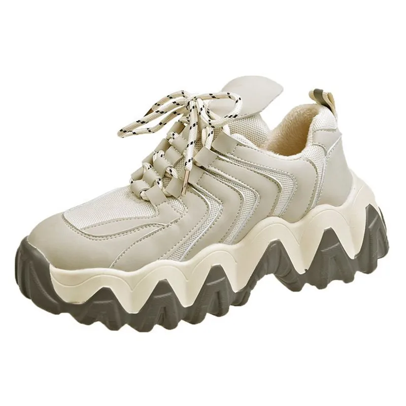 

Autumn Winter New Fashion Women's Chunky Sneakers Casual Creepers Platform Female Running Shoes Tennis Basket Laces Ladies Shoes