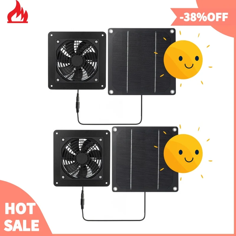 12V 30W Solar Exhaust Fan Air Extractor 6 Inch Mini Ventilator Solar Panel Powered Fan For Dog Chicken House Greenhouse