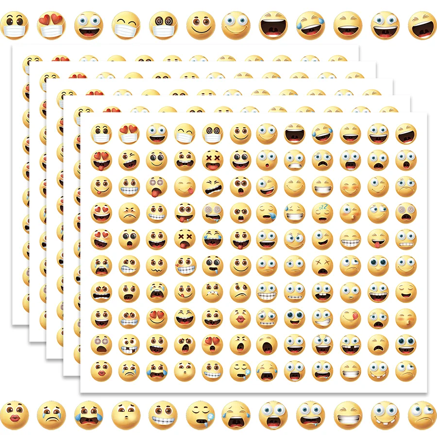 

Круглые наклейки с лицами, 1200 шт., синтетическая бумага