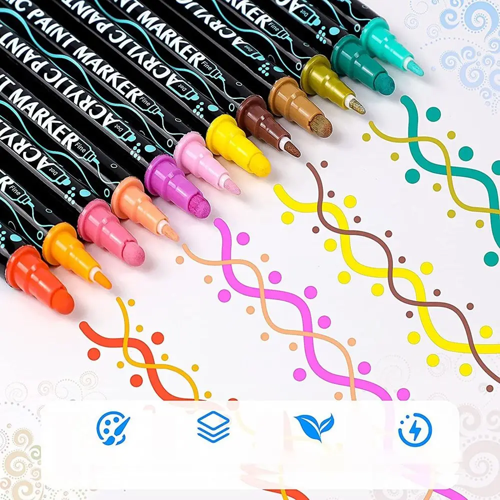 

Акриловые маркеры с двойным наконечником, ручка с тонким наконечником, художественные принадлежности для рисования, Детские канцелярские принадлежности, офисные и студенческие принадлежности, пигментная ручка на водной основе