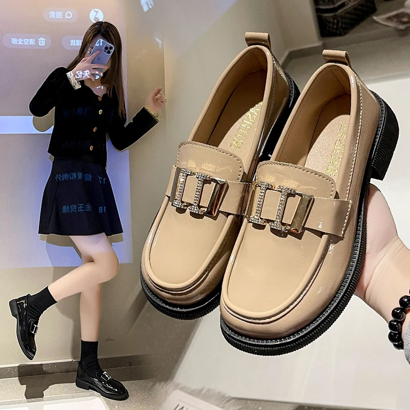 

Маленькие кожаные туфли Wind в британском стиле для женщин на весну и осень, новинка 2022, универсальные мягкие туфли на толстой подошве