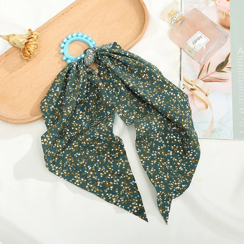 Винтажная мягкая и удобная резинка для волос Yanwenx с цветочным принтом шарф-бант