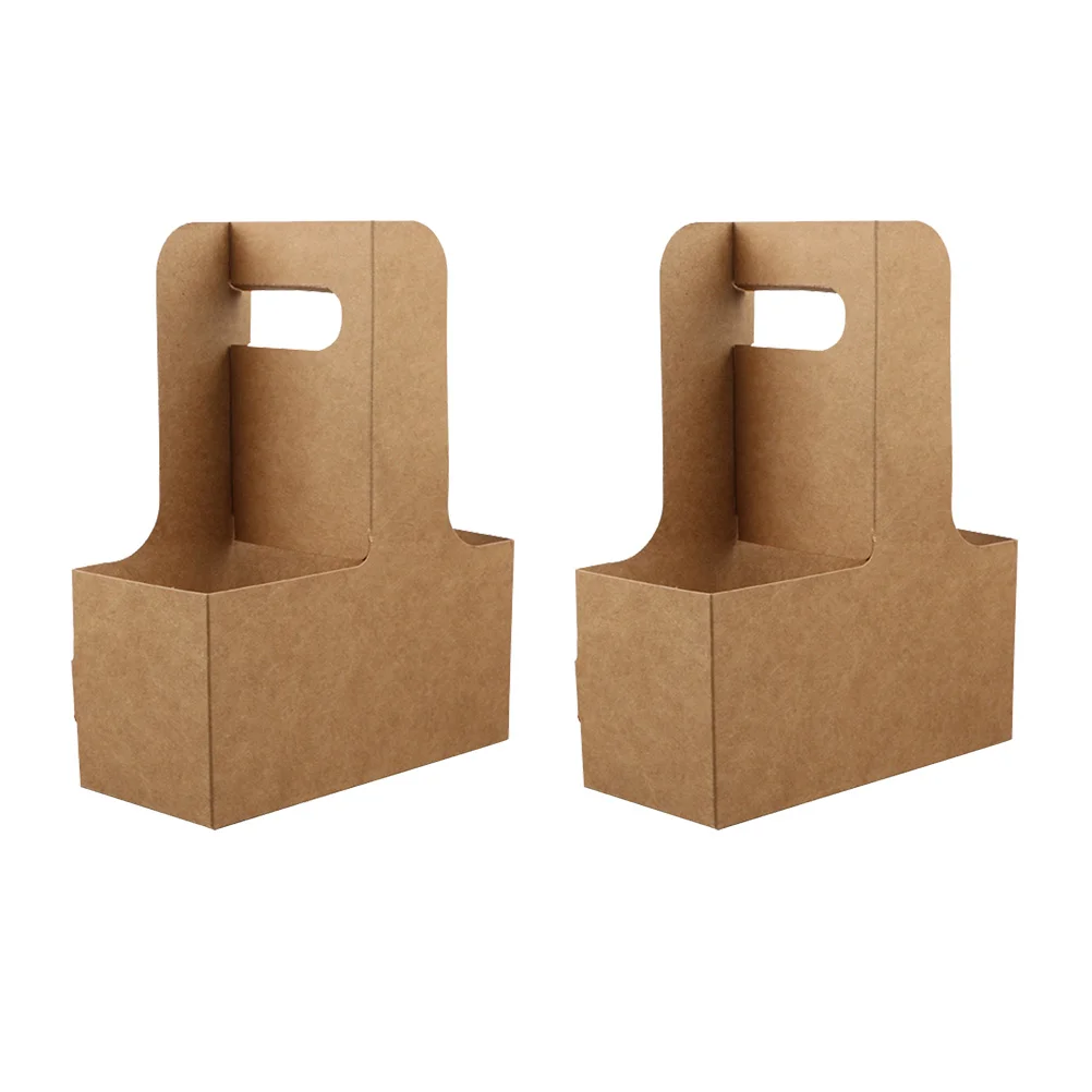 

5PCS Portable Practical Kraft Drink Carrier Kraft Paper Cup Tray Cup Holder for Tea Coffee Drink