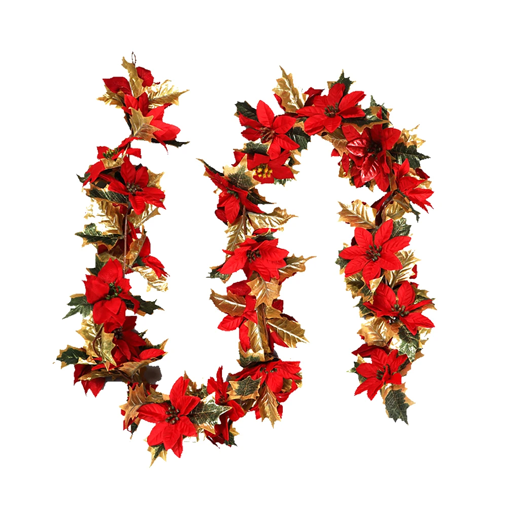 Искусственный ротанговый цветок с блестками, искусственные пуансеттийские цветы, украшение для рождественской елки, украшение на Рождеств...