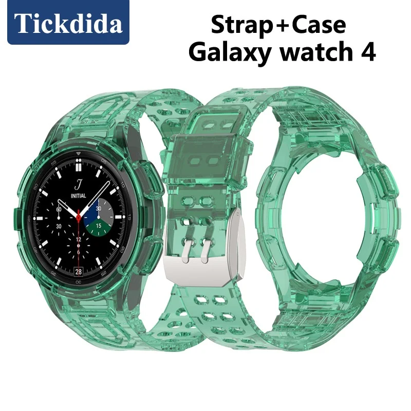 

Transparent Glacier Strap for Samsung Galaxy Watch 4 Classic 46mm 44mm Silicone Strap +Case