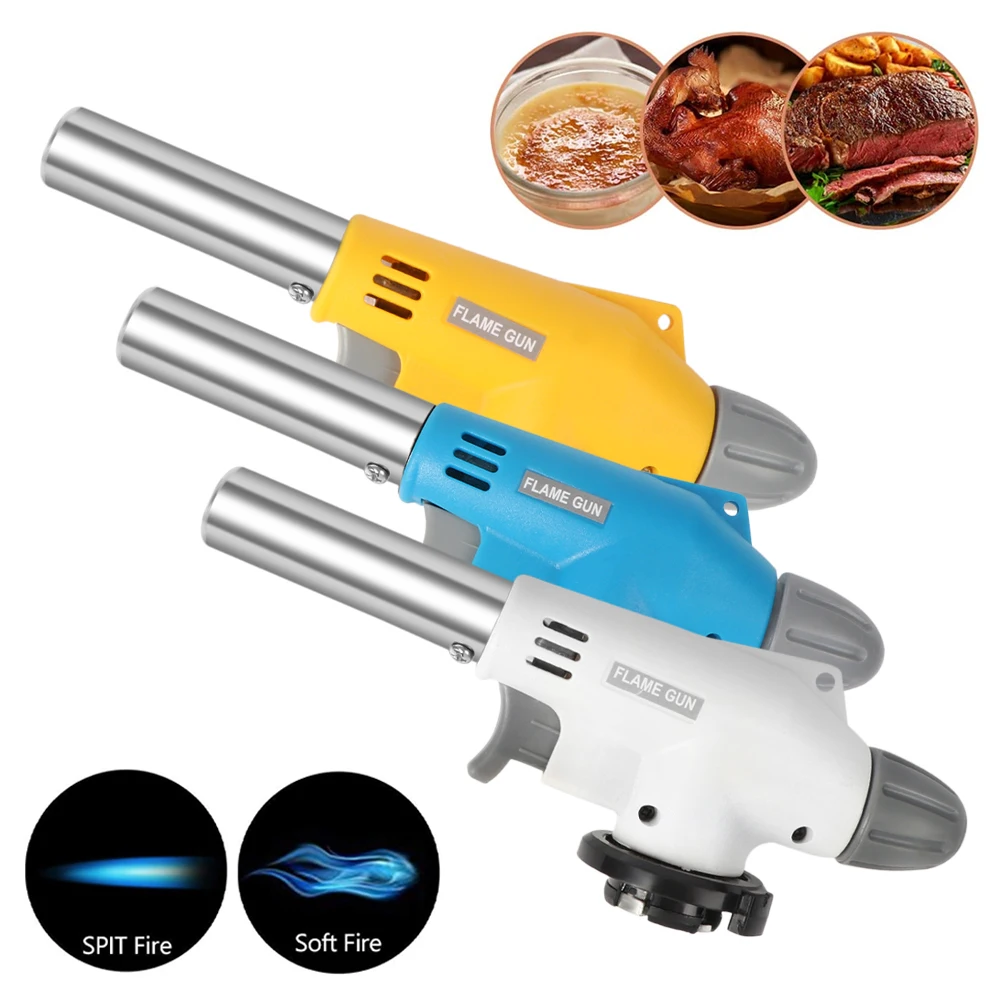 

2022 Outdoor Flame Gun Welding Gas Torch Burner for Cooking Heating Tool Camping BBQ Desserts Soldering Barbecue Torch