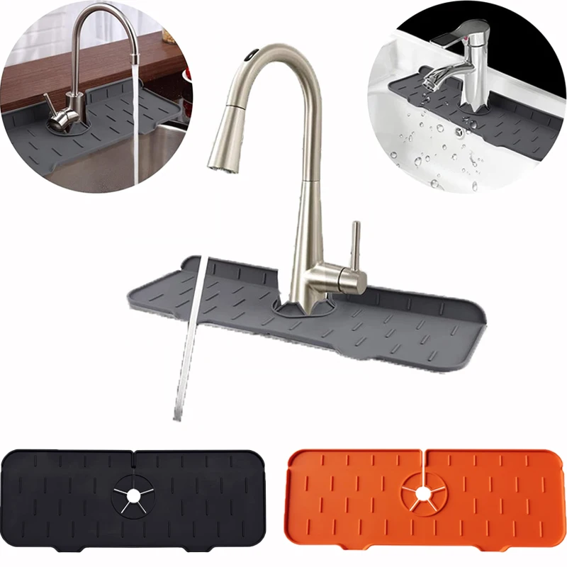 

Bathroom Sink Faucet Mat Countertop Silicone Anti-Splash Pad Drying Pad Kitchen Sink Faucet Universal Protector Mat Drain Pads