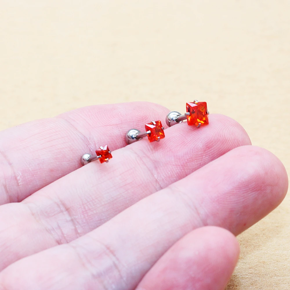 Квадратный хрящ оранжевый из нержавеющей стали 316 женские серьги-гвоздики 2024