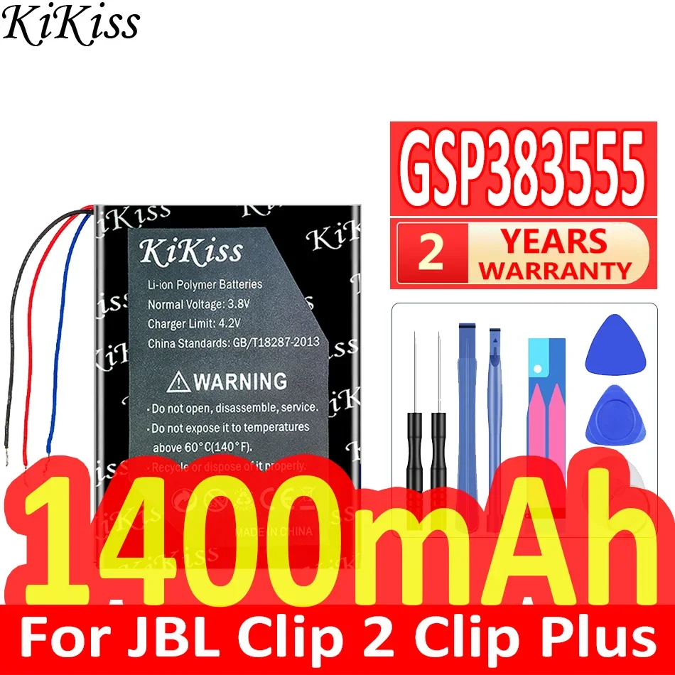 Мощный аккумулятор KiKiss GSP мощностью 1400 мАч 383555 Для JBL Clip 2 Plus Plus/2 AN/CLIP2BLKAM/CS056US/P 04405201