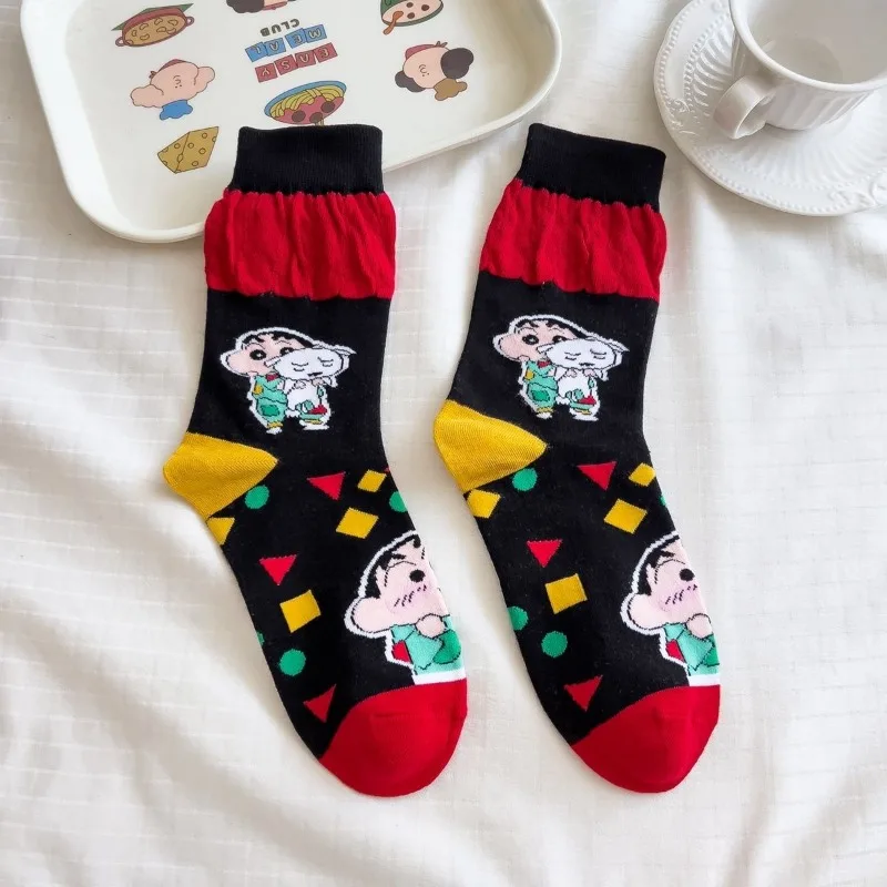 Новые осенние и зимние носки из чесаного хлопка Crayon Shin-chan в стиле аниме для