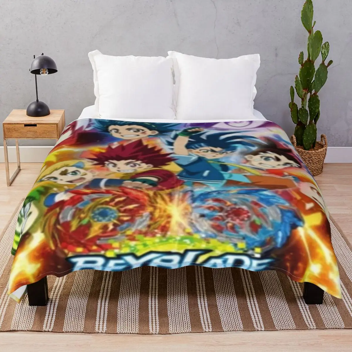 BEYBLADE Blankets Coral Fleece Spring Autumn Portable Throw Blanket for Bed Home Couch Camp Cinema