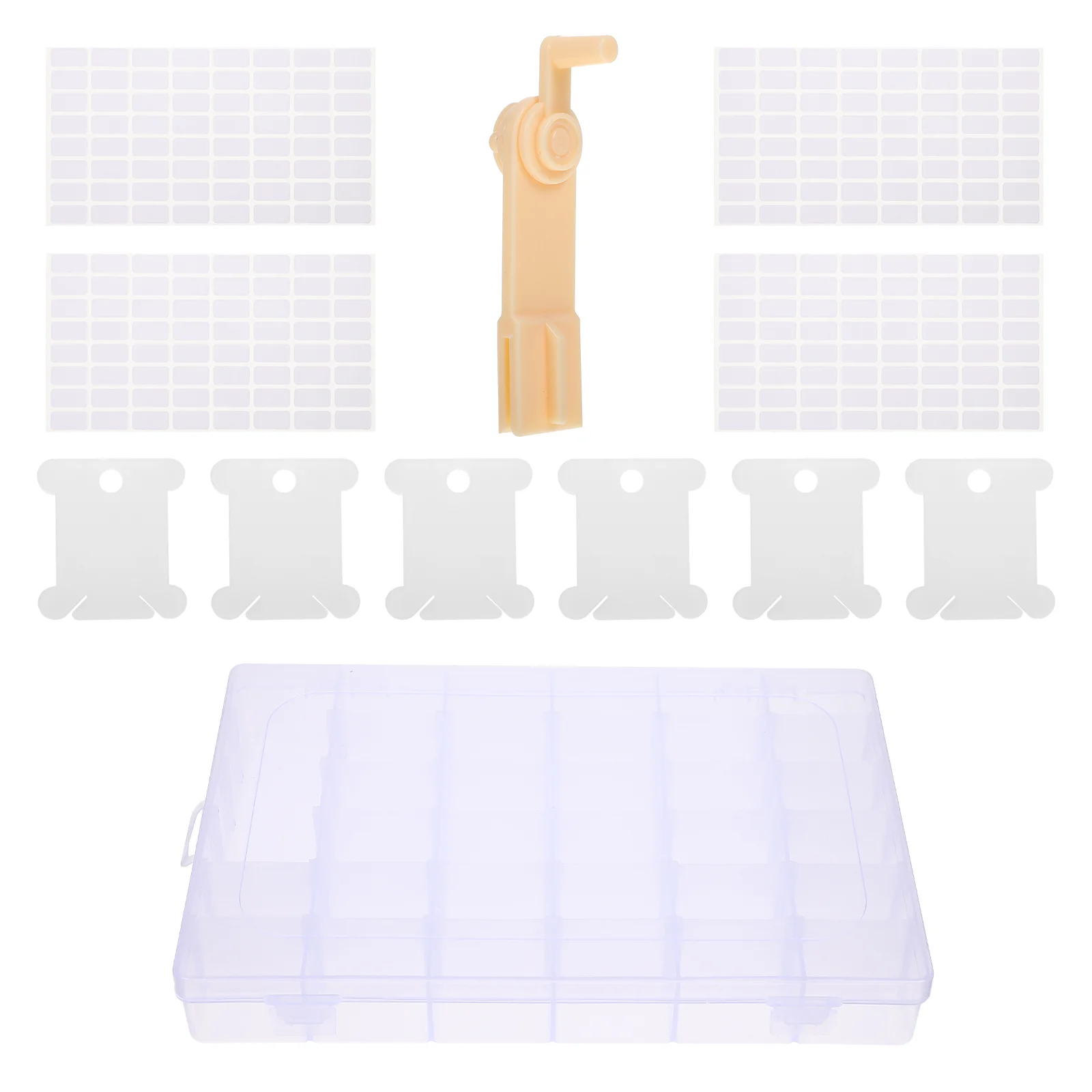 

Cross Decal Embroidery Thread Finishing Stitch Bobbin Winder Hand Crank Stickers Sewing Kit Organizer Floss White Abs