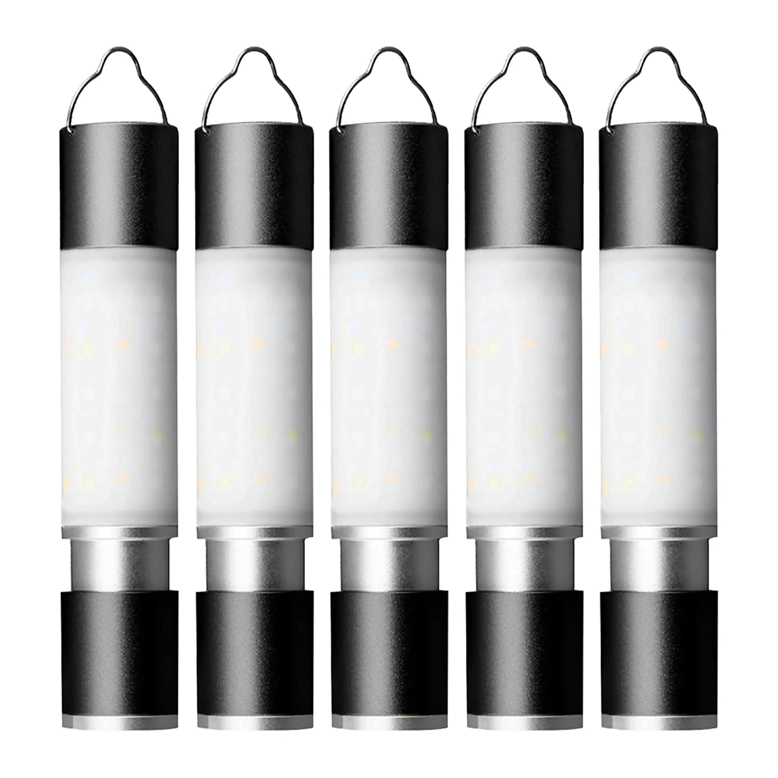 

5pcs Aluminum Alloy LED Torch USB Rechargeable Hanging Flashlight Night Light Hiking Tent Lamp Camping Mini Portable Fishing