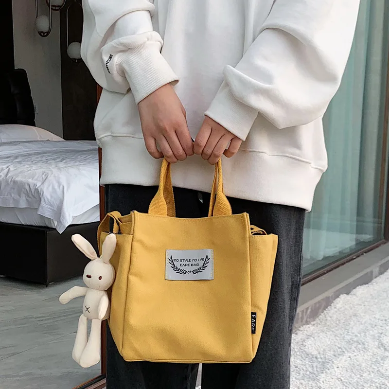 

Small Handbag Girl Canvas Shoulder Bag Student Lunch Box Bag Casual Messenger Bag Japanese and Korean Style Tote Bag