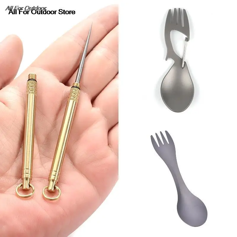

Multi-Tool Titanium Construction Spork Multi-Function Spoon Fork Carabiner Bottle Opener Outdoor Camping Picnic Tableware
