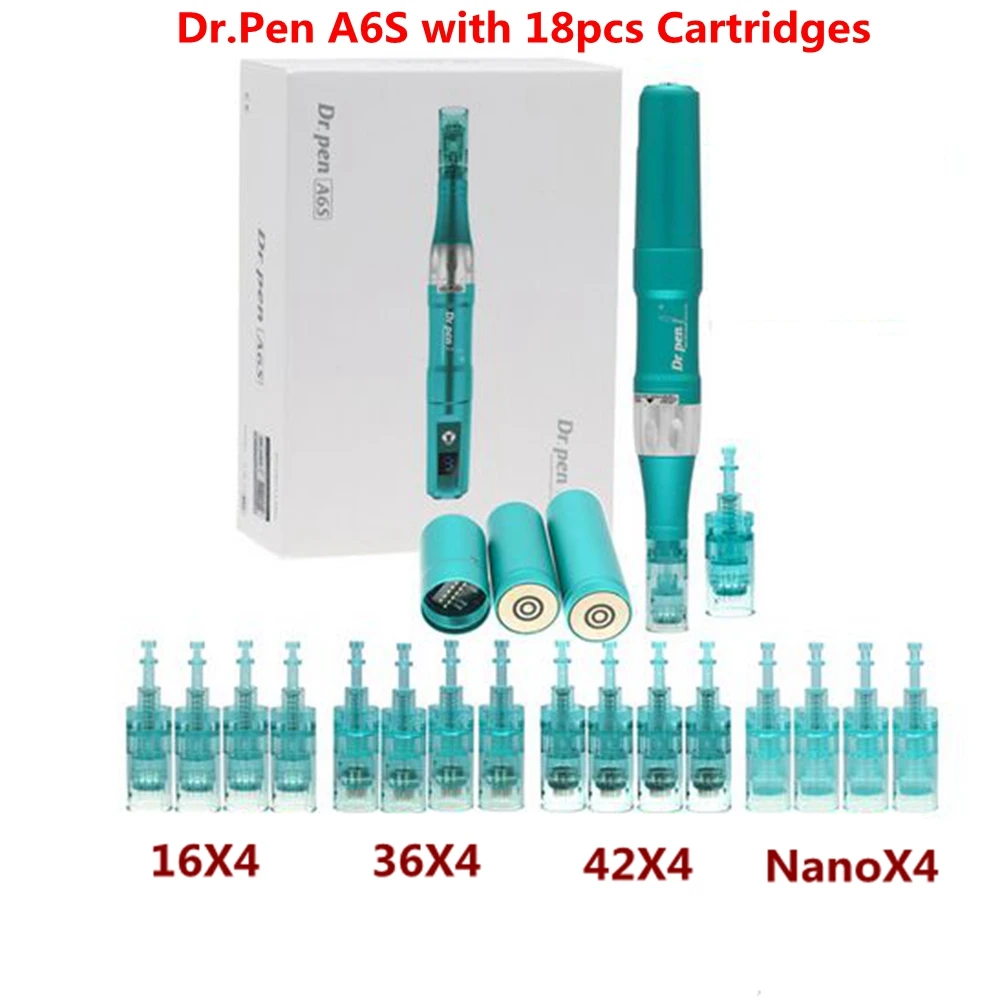 Dr.Pen Ultima A6S Electric Derma Pen with 18pcs Cartridges Wireless Auto Micro Needle Pen Skin Care Machine