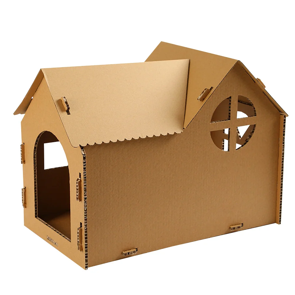 

Cat House Scratch Board Pet Kitten Corrugated Scratcher Paper Semi-closed Cardboard Supply