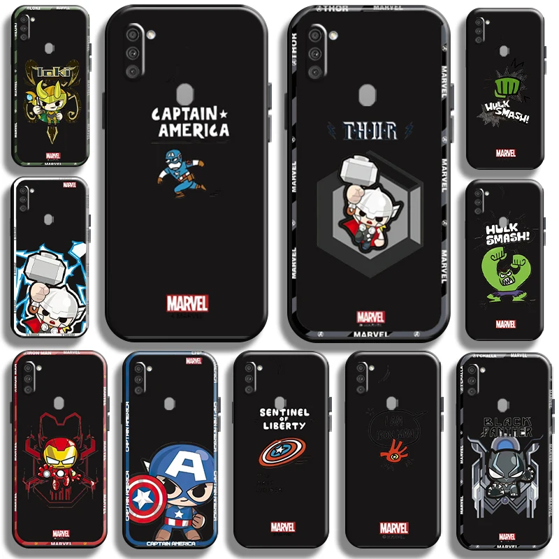 

Cartoon Marvel Avengers Phone Case for Samsung Galaxy M11 full Protection Carcasa Back Cases Shell Soft Liquid Silicon Coque