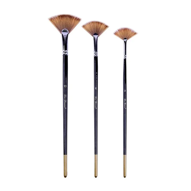 

3Pcs Fan-shaped Paint Brush for Students Kid Beginner School Acrylic Painting