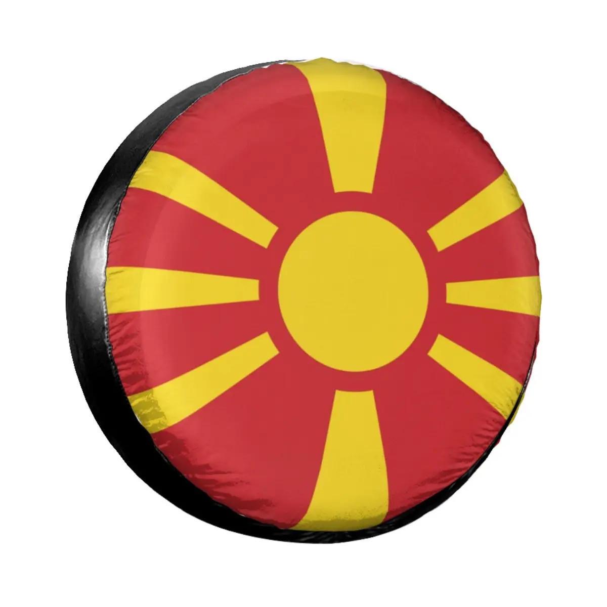 

Flag Of North Macedonia Spare Tire Cover Bag Pouch for Jeep Mitsubishi Pajero Dust-Proof Car Wheel Covers 14-17 Inch Inch