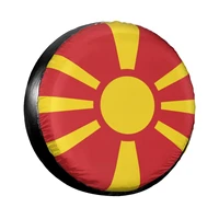 flag of north macedonia spare tire cover bag pouch for jeep mitsubishi pajero dust proof car wheel covers 14 17 inch inch