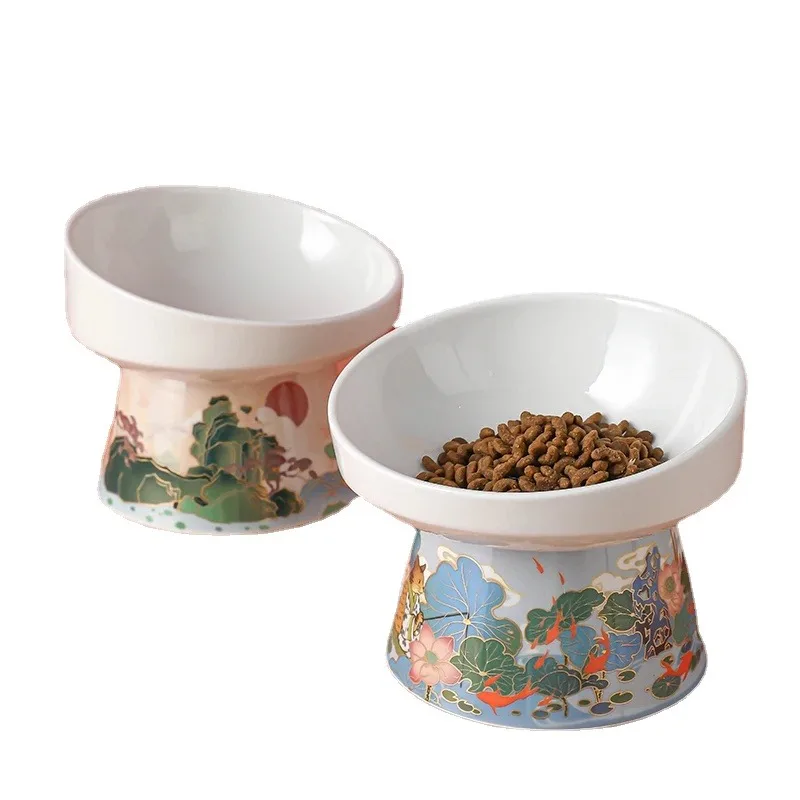 

Миска для кошек в китайском стиле, керамическая кормушка для домашних питомцев, товары для кормления маленьких собак