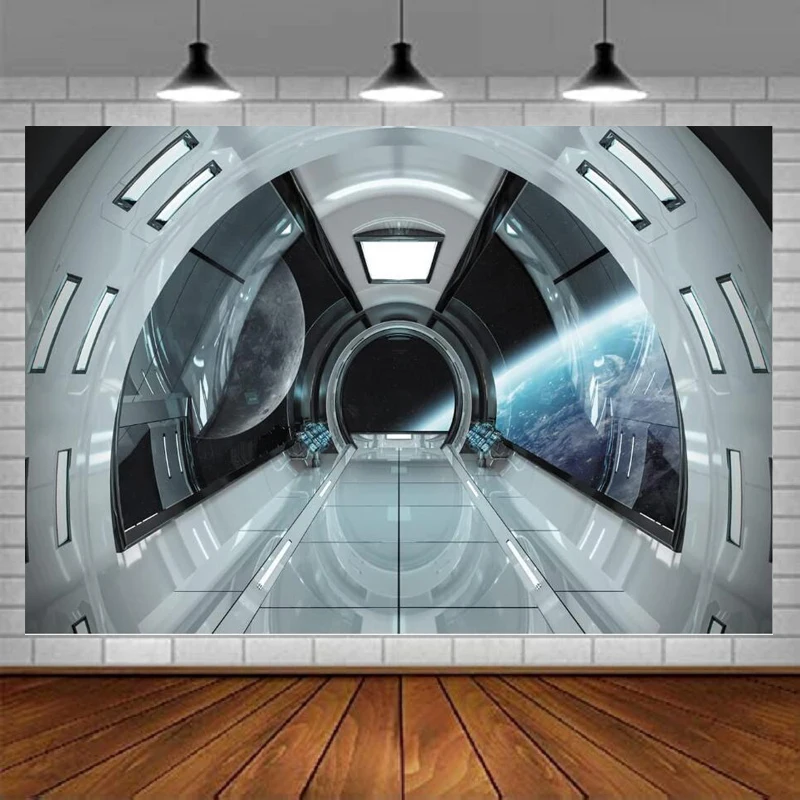 

Фон для фотосъемки с изображением космической станции и научной фантастики