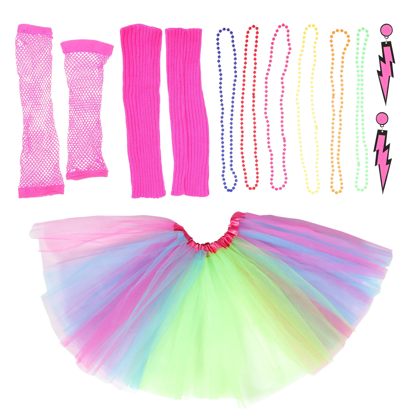 

1 Set Costumes 80s Prom Costume Necklace Earrings 80s Party Outfit Leg Warmers 80s Accessories For Parties