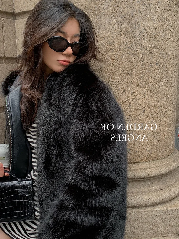 Hooded medium long woolen coat, women's thick autumn and winter