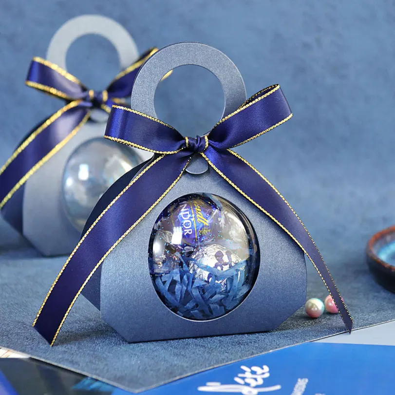 Creative Ball Gift Box Portable Acrylic Crystal Ball Candy Box Goodie Bags Clear Chocolate Wedding Party Favor Packing Box