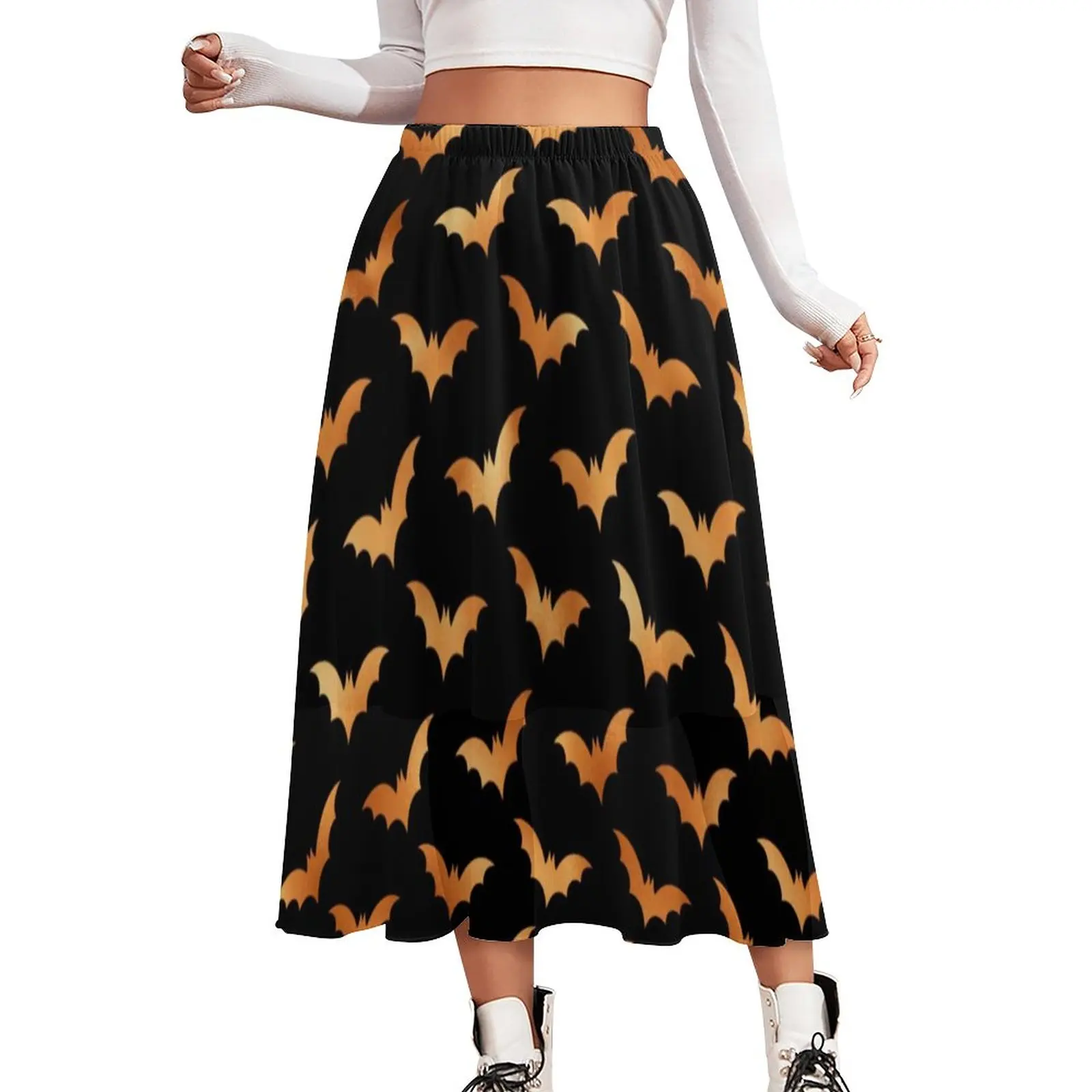 

Spooky Bat Bats Skirt Halloween Print Korean Fashion Casual Skirts Trendy Boho Skirt Female Custom Big Size Bottoms