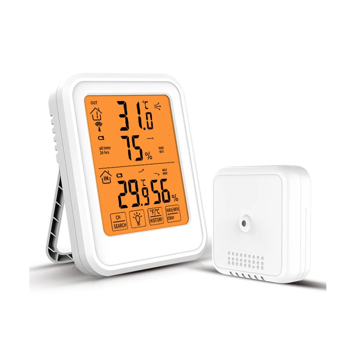 

Digital Temperature and Humidity Meter Intelligent Touch Screen LED Temperature Recorder Electronic Hygrometer White