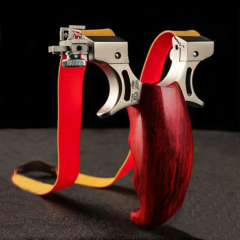 

New Outdoor Catapult Hunting Energy Slingshot Titanium Sight Rubber Band Flat Slingshot Wooden Handle Stainless Steel