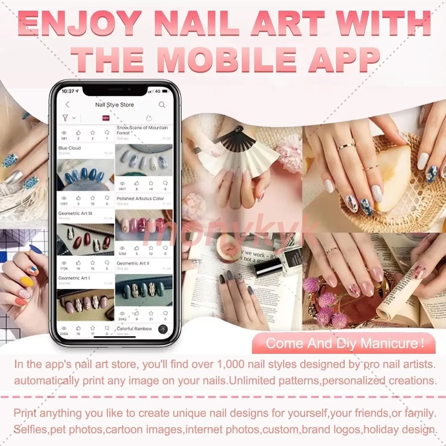 Фото Комплект машины для принтера ногтей O2nails-3d цифровой мобильный принтер для дизайна ногтей для салона и дома, дизайн Wi-Fi/сделай сам, быстрая печать и лечение 30 с №2