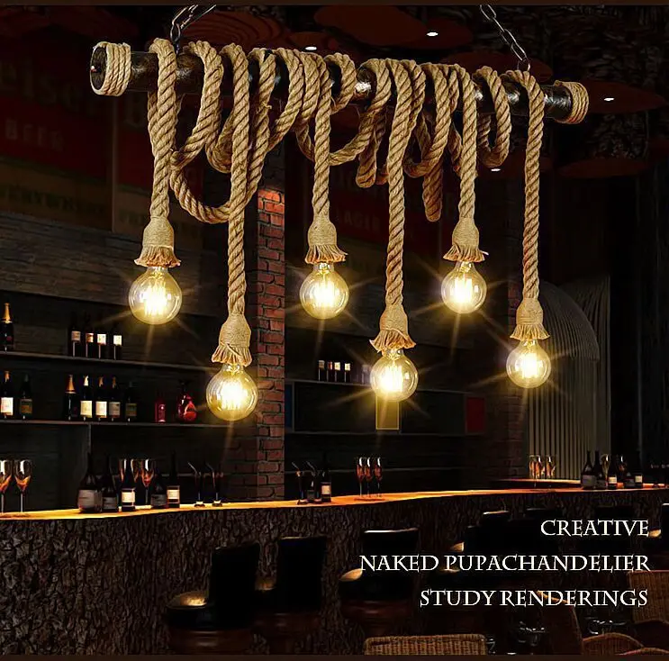 

Люстра MiFuny из пеньковой веревки, многоголовочная лампа в стиле ретро, В индустриальном стиле, художественное освещение для ресторана, магаз...