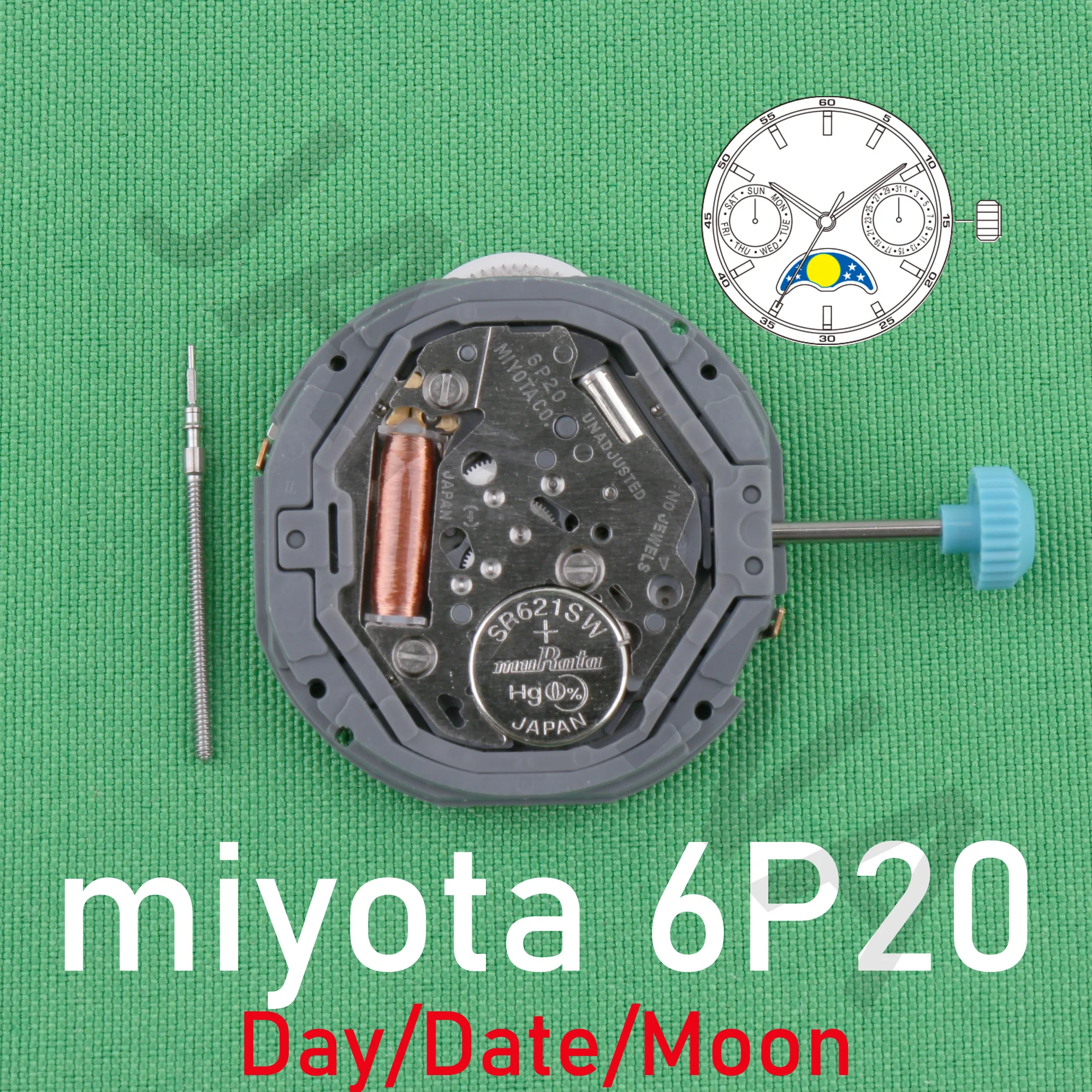 6P20 movement miyota 6P20 movement japan movement Day/Date/MOON