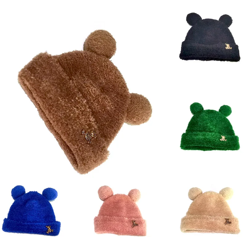 Knitting Keep Warm Pompom Hat Aldult Child Autumn Winter Thicken Knitted Hat Beanie