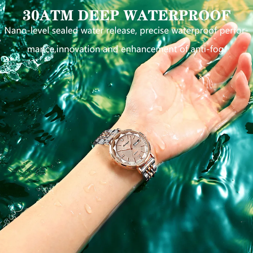 Women Watch Rose Gold Fashion Quartz Watch for Women Top Brand Luxury Ladies Wristwatch Waterproof Date Week Girlfriend Gift