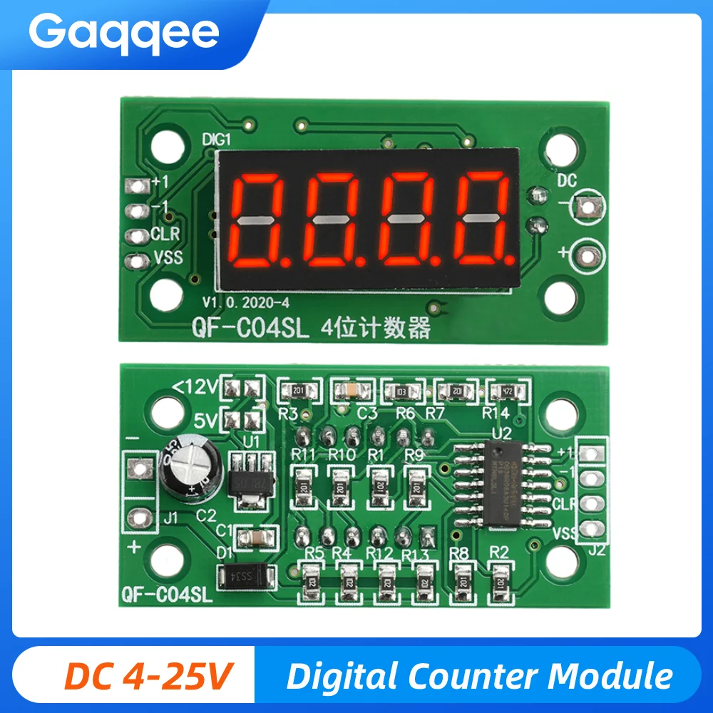 1/2 шт. модуль цифрового счетчика постоянного тока 4-25 В 0,36-дюймовый светодиодный дисплей с функцией памяти сбоя питания для промышленного оборудования