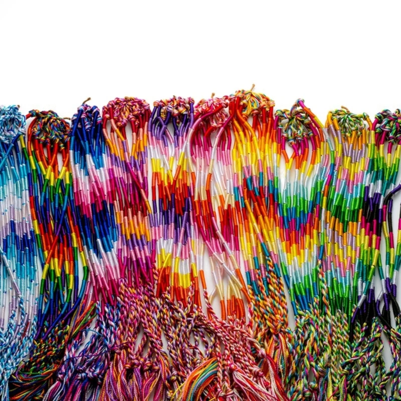 

Bracelets Rainbow Color Mix Braid Bracelets Women Girls Jewelry Gift DIY Hand-Making Cotton Rope Bracelets Random Color DropShip
