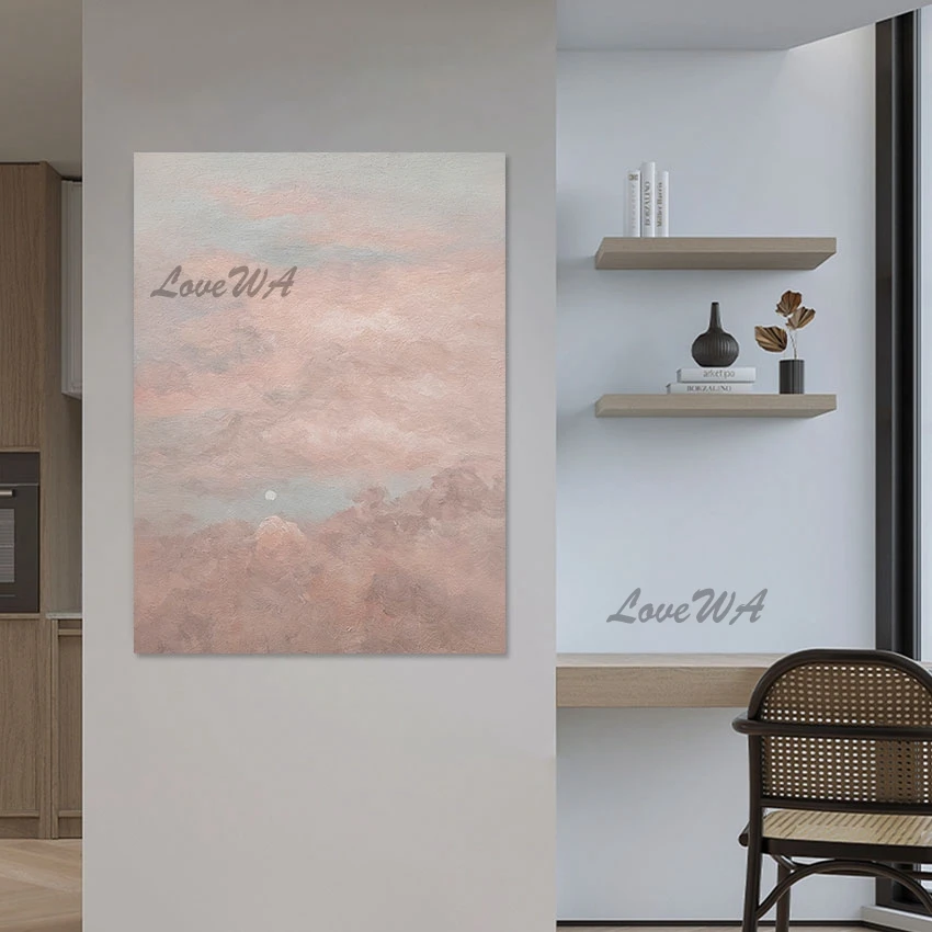 

Modern Murals Art Canvas Crafts Hand Painted Abstract Pink Design Oil Painting Unframed Wall Art Decorative Hand Item