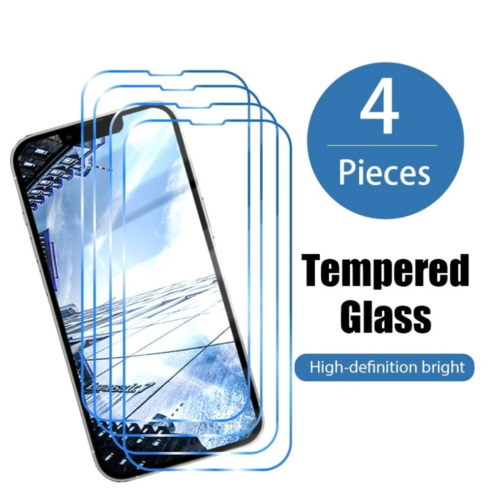 

4 шт., Защитное стекло для iPhone 14 12 13 7 8 Plus 6 SE 2020