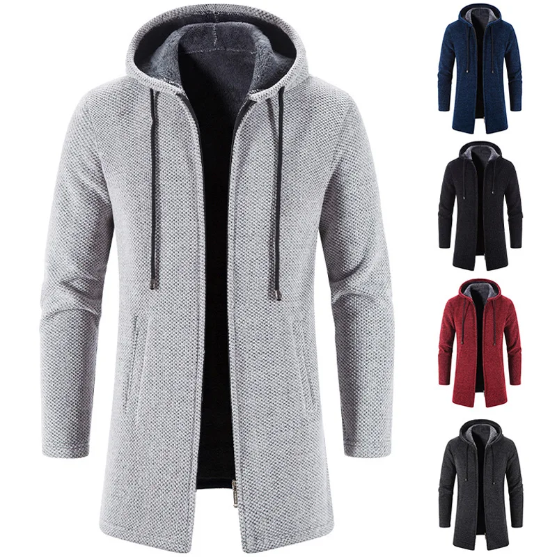 

Men's Sweaters Coat Autumn Winter New Hot Warm Zipper Medium Long Cardigan Sweaters Man Casual Knitwear Sweatercoat Male Clothes