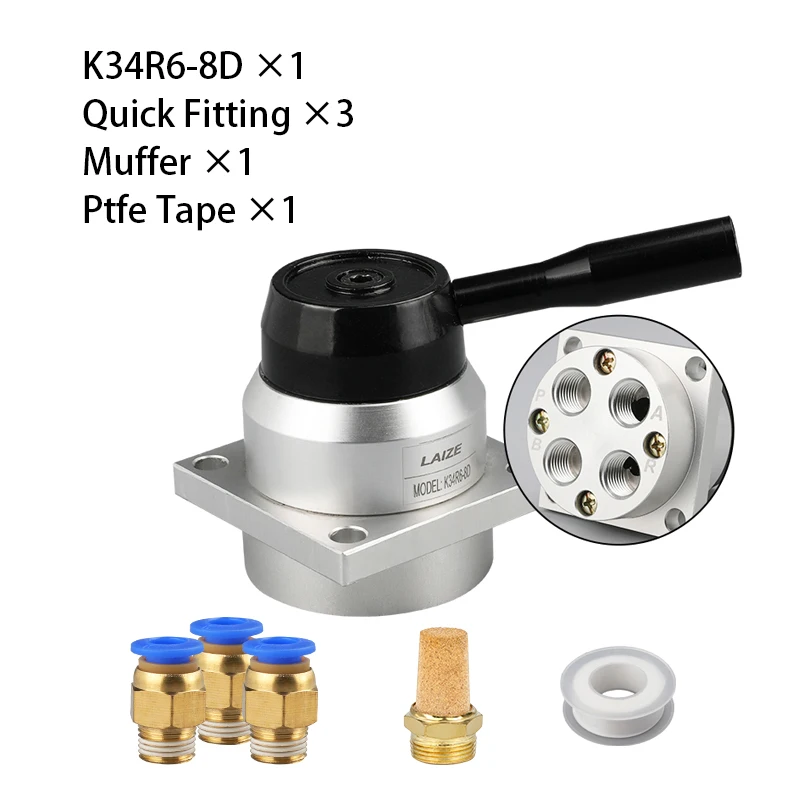 

LAIZE Пневматический 4/3-ходовой поворотный рычаг Ручной клапан Ручной контроль расхода 3-позиционный 4-портовый K34R6-8D 4HV310-10