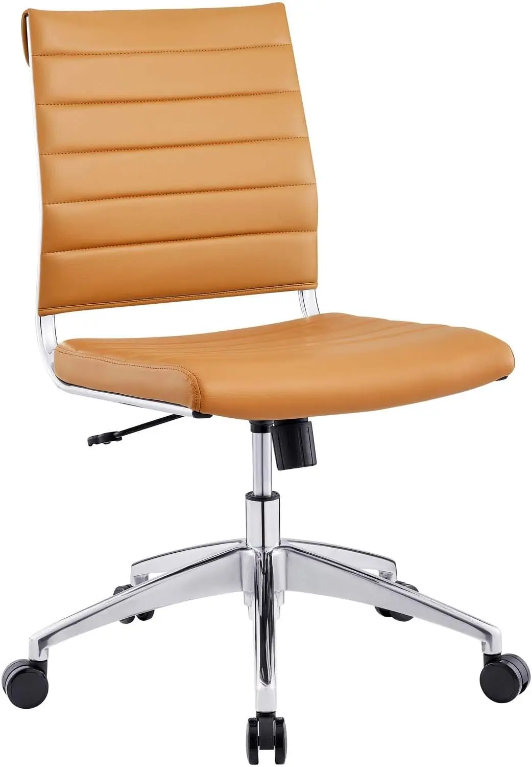 

Ribbed Armless Mid Back Swivel Conference Chair In Tan