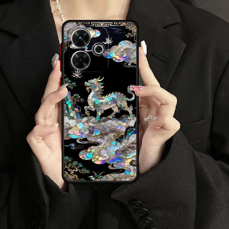 Фото Таинственный чехол-накладка Kirin Funda для Xiaomi Redmi Note 15 10 11 14C 13 14 Pro Plus 13C A4 9S 12 №2