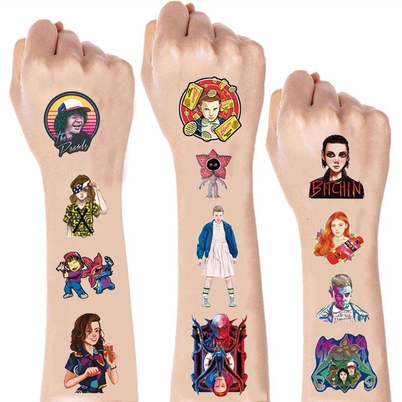 

Stranger Things Theme Tattoo Stickers Kids Birthday Party Decor Cartoon Stranger Things Party Sticker Baby Shower Party Supplies