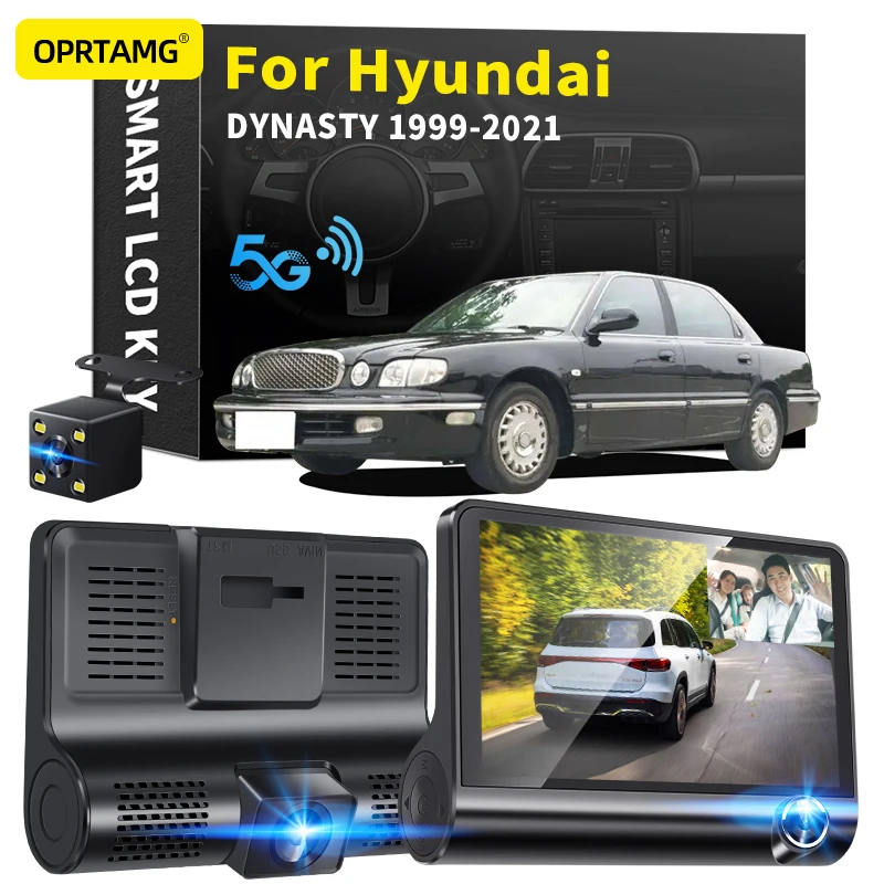 

OPRTAMG Dash Cam Car DVR 3 Cameras Lens 4.0 Inch 1080P dashcam For Hyundai DYNASTY 1994 1995 1996 1997-2018 2019 2020 2021 2022
