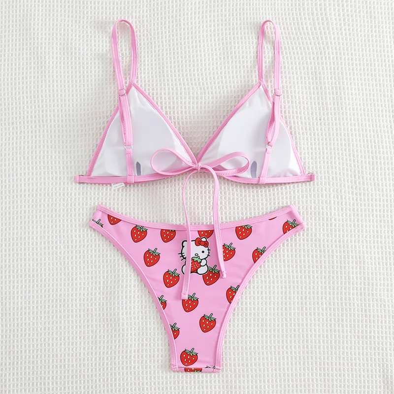 Sanrio Kawaii аниме Hellokitty бюстгальтер трусы комплект бикини мультфильм сексуальный на